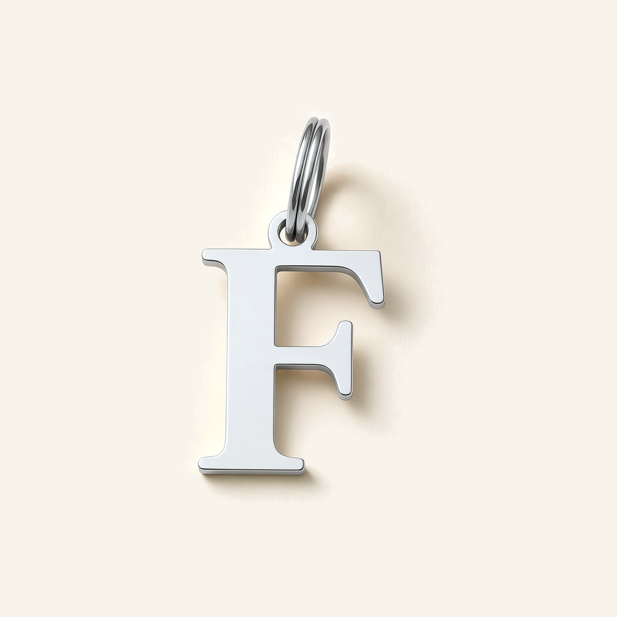 Denoon London Classic Initial necklace, letter F, silver-tone