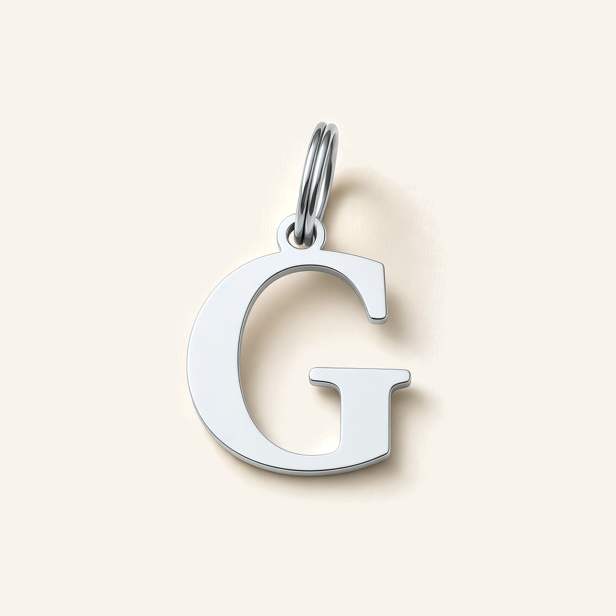 Denoon London Classic Initial necklace, letter G, silver-tone