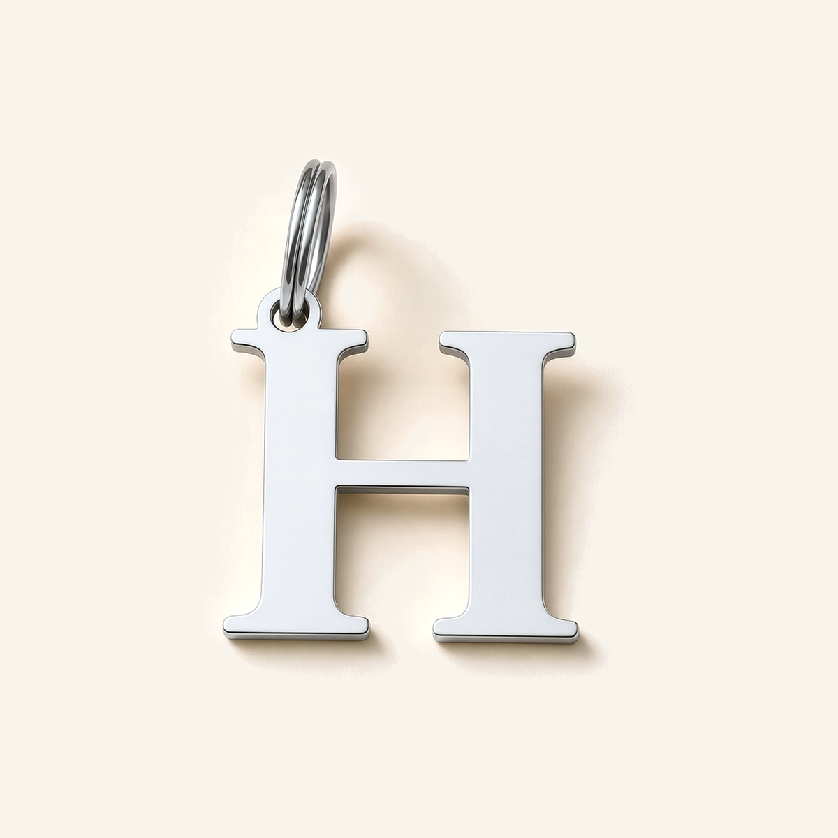Denoon London Classic Initial necklace, letter H, silver-tone