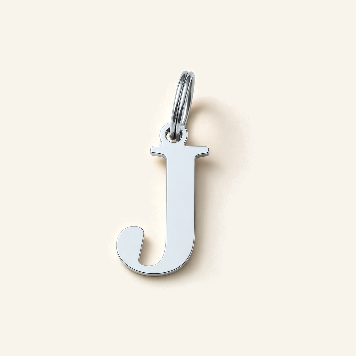 Denoon London Classic Initial necklace, letter J, silver-tone