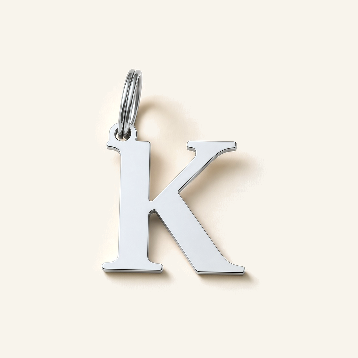Denoon London Classic Initial necklace, letter K, silver-tone