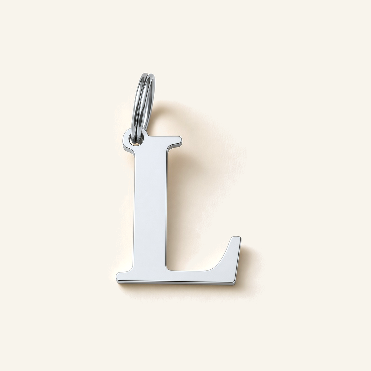 Denoon London Classic Initial necklace, letter L, silver-tone