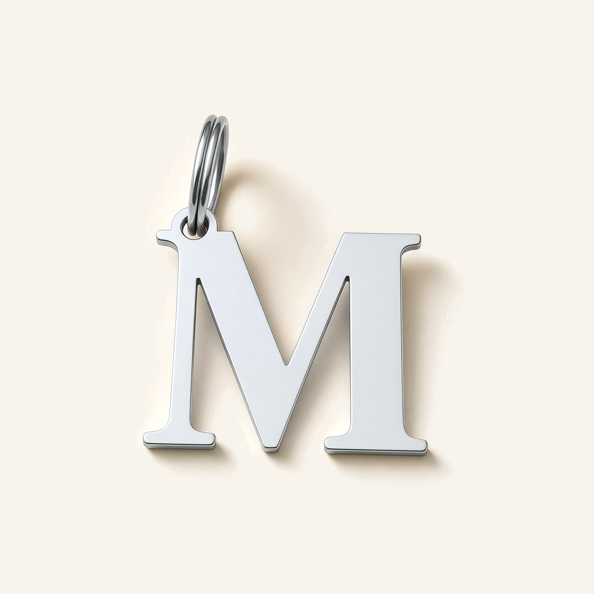Denoon London Classic Initial necklace, letter M, silver-tone