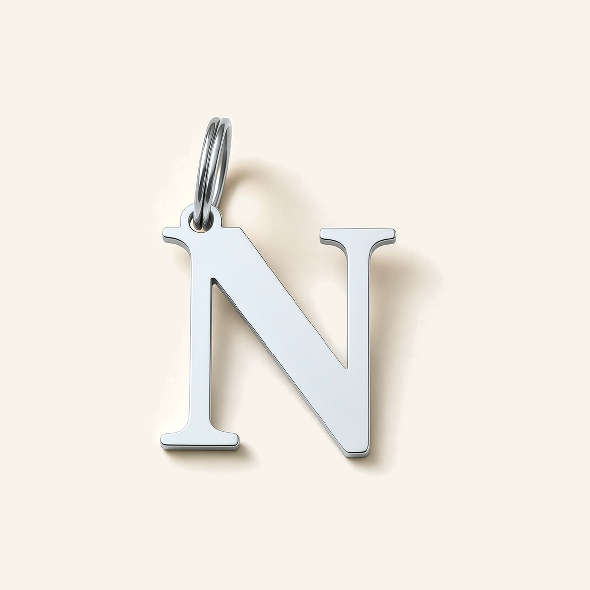 Denoon London Classic Initial necklace, letter N, silver-tone