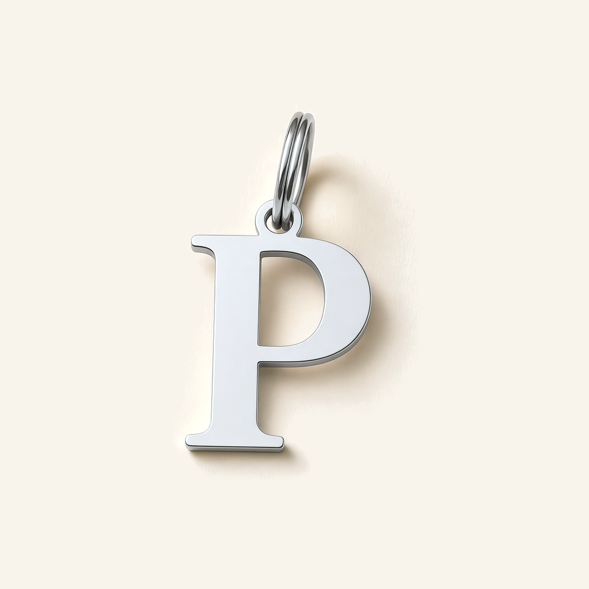 Denoon London Classic Initial necklace, letter P, silver-tone