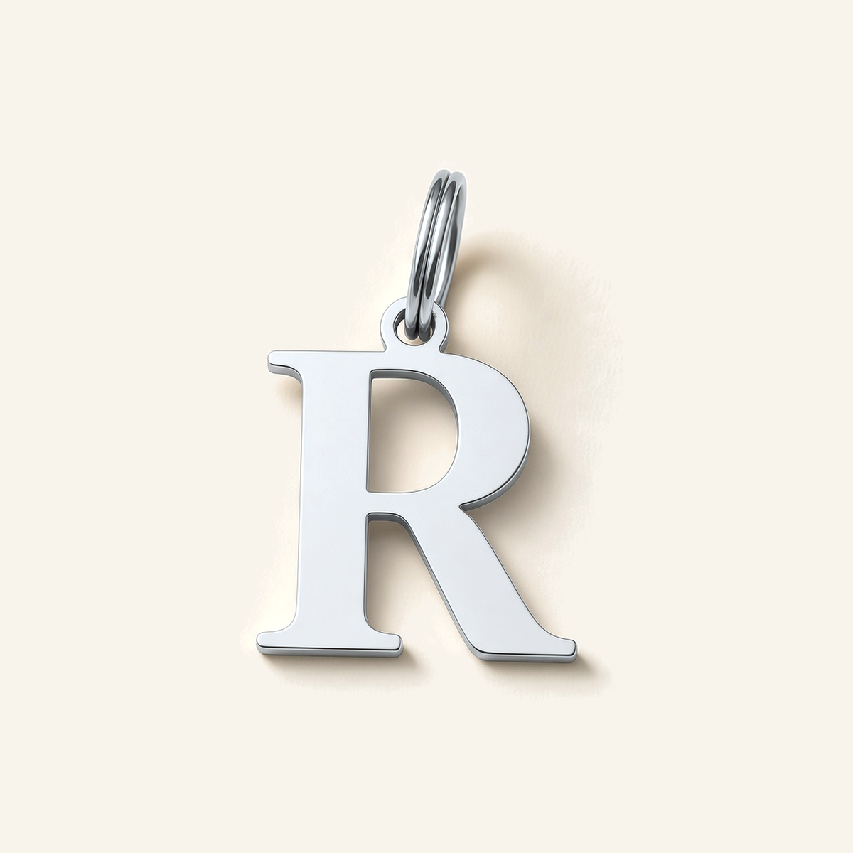 Denoon London Classic Initial necklace, letter R, silver-tone