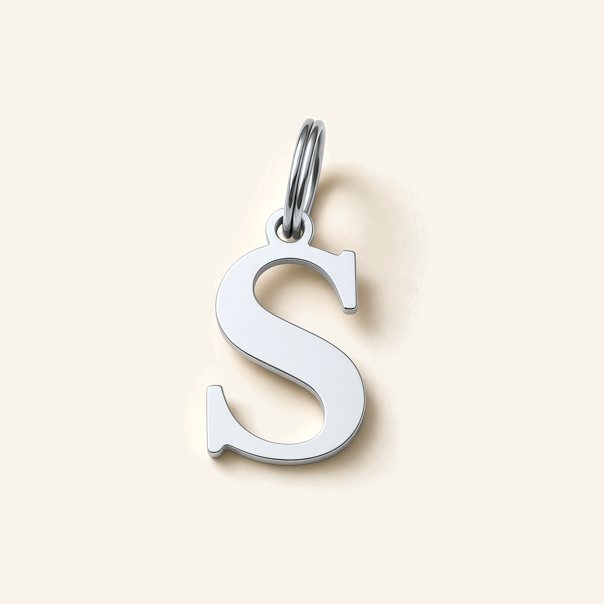 Denoon London Classic Initial necklace, letter S, silver-tone