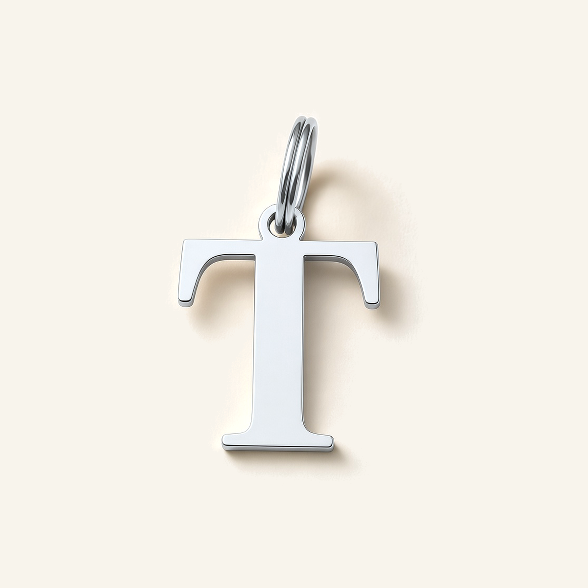Denoon London Classic Initial necklace, letter T, silver-tone