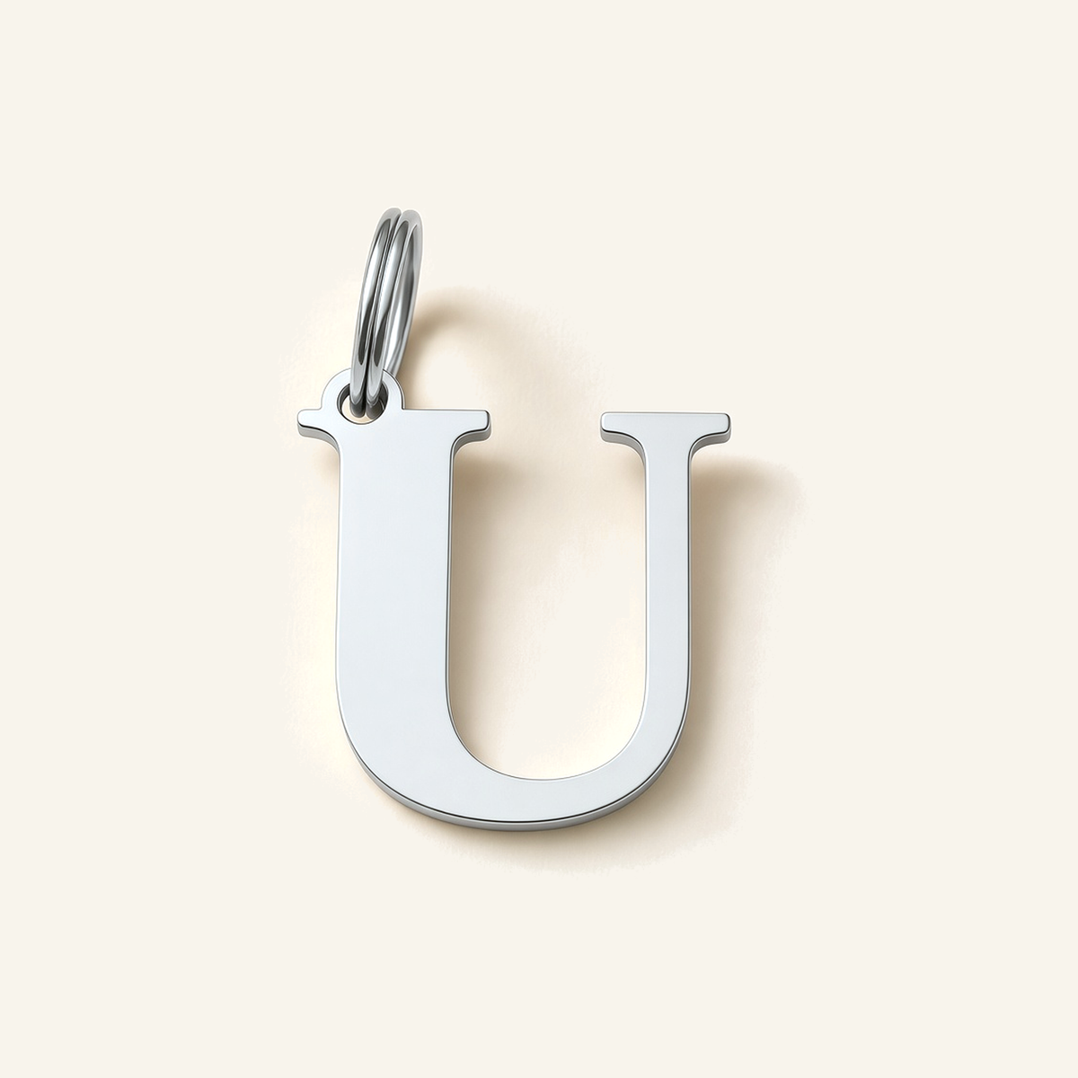 Denoon London Classic Initial necklace, letter U, silver-tone