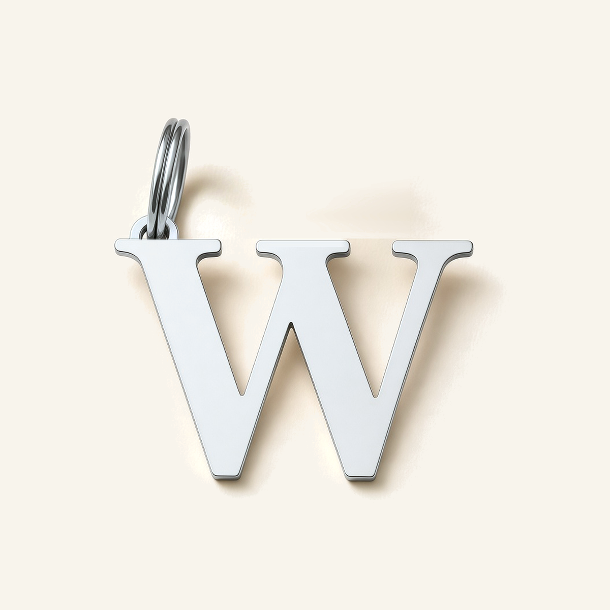 Denoon London Classic Initial necklace, letter W, silver-tone