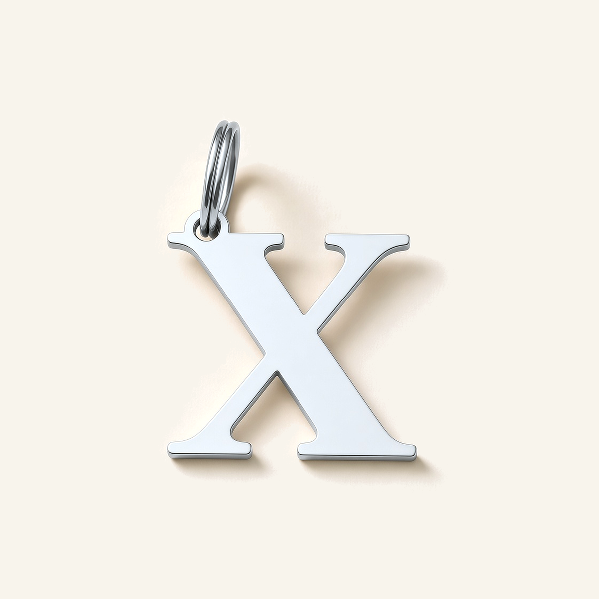 Denoon London Classic Initial necklace, letter X, silver-tone
