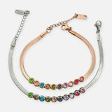 Snake Chain Bracelet with Colourful Crystals – Stainless Steel – Denoon London