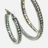 Denoon London Crystal Hoop Earrings 20mm to 40mm, gold-tone – view 1 (shown in silver-tone)