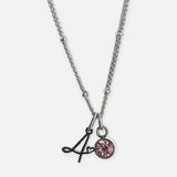 Cursive Initial Necklace with Heart – Silver Stainless Steel – Denoon London