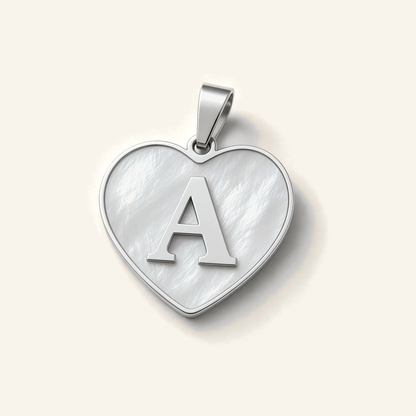 Denoon London Initial Heart necklace, letter A, silver-tone