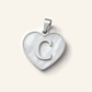 Denoon London Initial Heart necklace, letter C, silver-tone