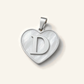 Denoon London Initial Heart necklace, letter D, silver-tone