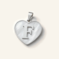 Denoon London Initial Heart necklace, letter F, silver-tone