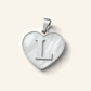 Denoon London Initial Heart necklace, letter L, silver-tone