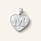 Denoon London Initial Heart necklace, letter M, silver-tone
