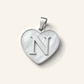 Denoon London Initial Heart necklace, letter N, silver-tone
