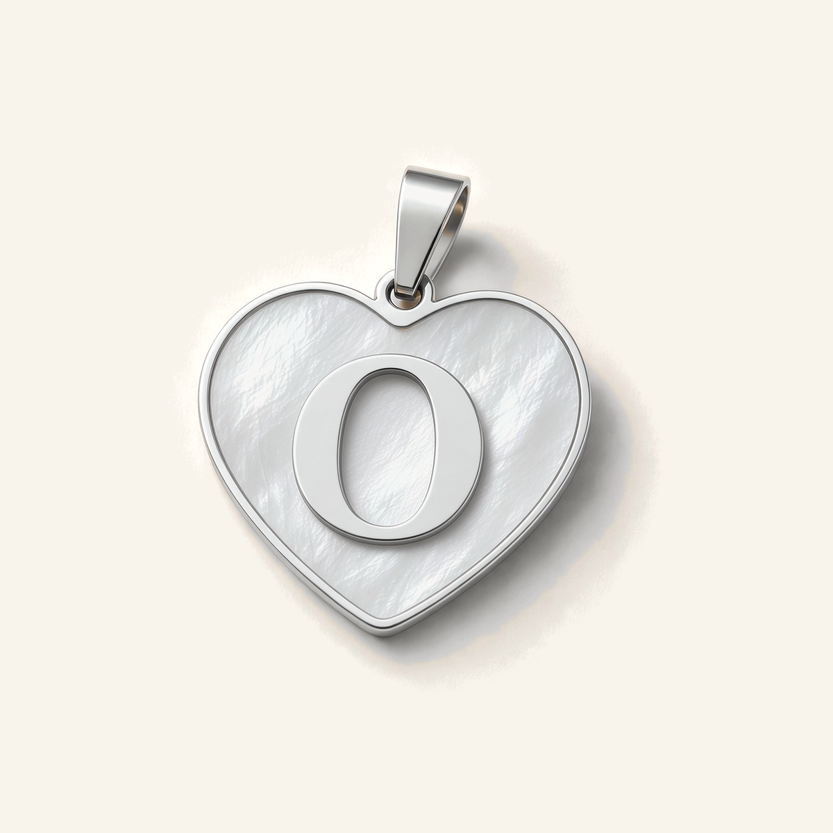 Denoon London Initial Heart necklace, letter O, silver-tone