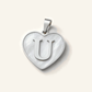 Denoon London Initial Heart necklace, letter U, silver-tone