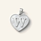 Denoon London Initial Heart necklace, letter W, silver-tone