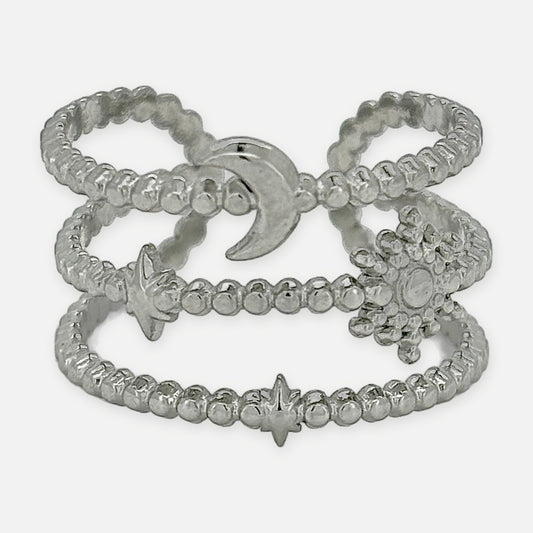 Moon and Stars Ring – Three Layer Adjustable Celestial Ring – Denoon London