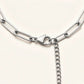 Denoon London paperclip chain bracelet, silver-tone, clasp and extender close-up