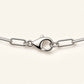 Denoon London paperclip chain necklace, silver-tone, clasp close-up