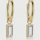 Crystal Drop Hoop Earrings – Rectangle Crystal, Gold or Silver – Denoon London – view 2