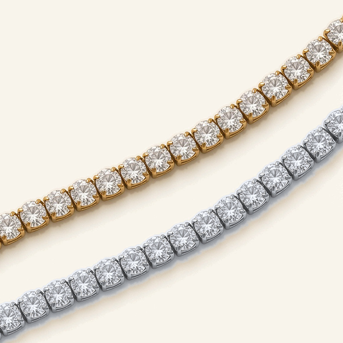Denoon London Adjustable Tennis Bracelet in silver-tone and gold-tone